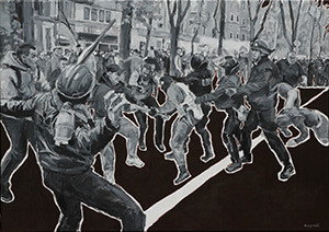 Majdan, akryl na płótnie 70x100 cm, autor Mariusz Szymański