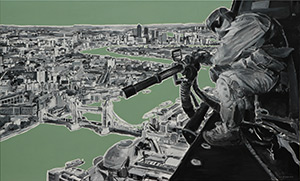 Nad Londynem, akryl na płótnie 100x150 cm, autor Mariusz Szymański
