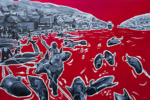 Wyspa Owcza, akryl na płótnie 100x150 cm, autor Mariusz Szymański