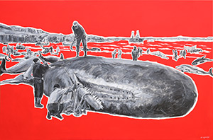 Wieloryb, akryl na płótnie 100x150cm, autor Mariusz Szymański